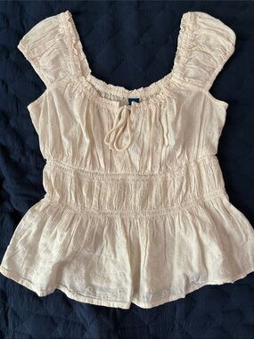 Old Navy Cream Eyelet Peplum Tie-Front Camisole